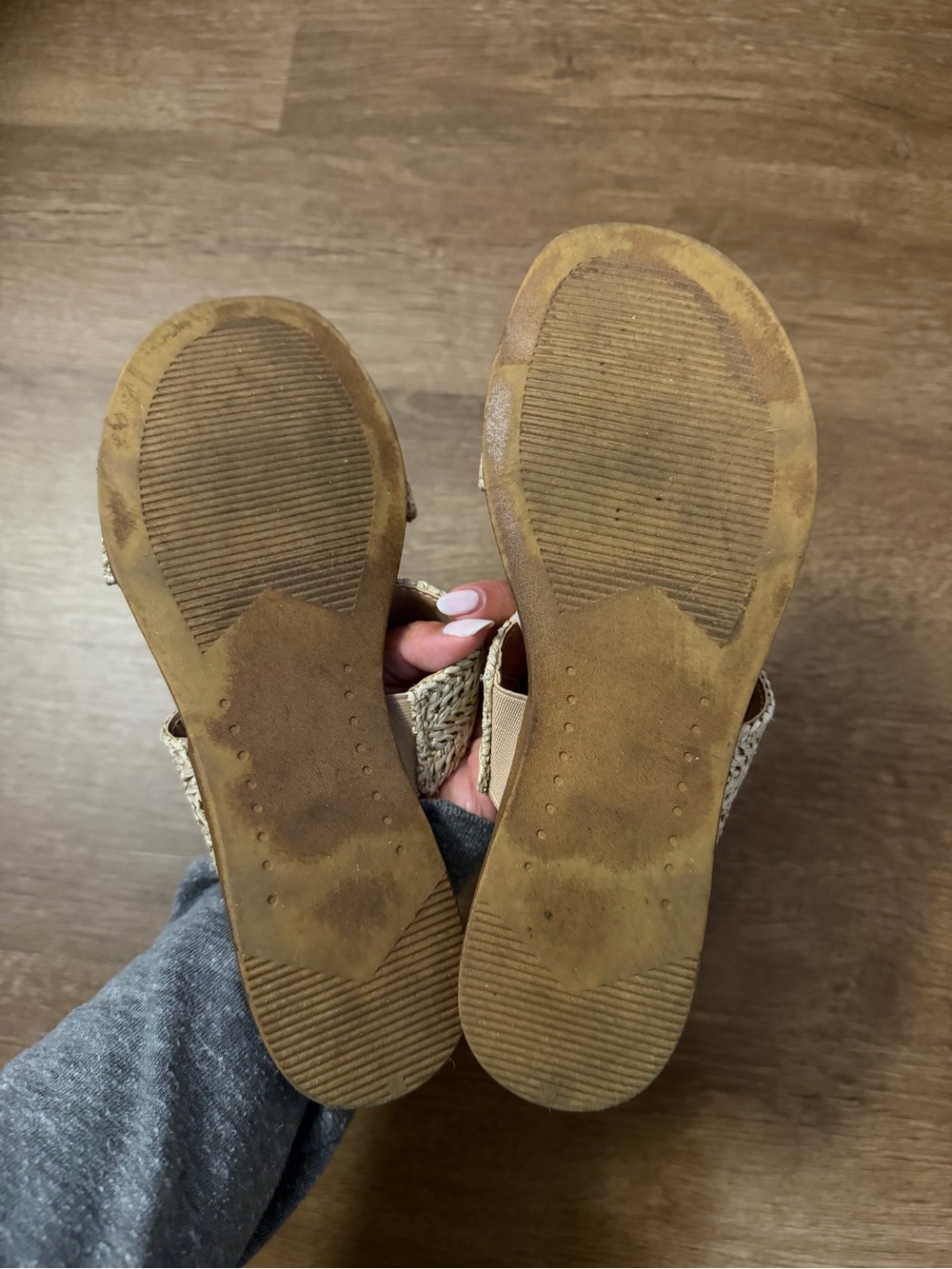 Steve Madden Beige Raffia Double Strap Slide Sandals - Picture 2 of 2